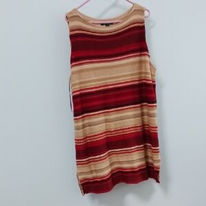 Ralph Lauren Sleeveless Red and Cream Midi Dress